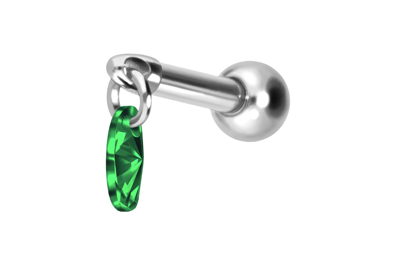 Titan Ohrpiercing mit Innengewinde KRISTALLOVAL